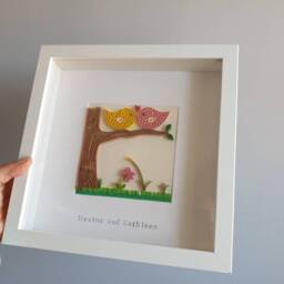 Personalised, 1st Anniversary, Wedding Gift. Love Birds, Paper Quilling, Love, Anniversary, Love Is in The Air - thumbnail 3