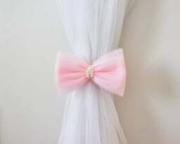 Bow Curtain Tieback For Nursery & Baby Room - Handmade Drapery Girl Decor Wall Accent Window Accessory
