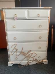 Painted Pine Chest Of Drawers Pale Blue With Gold Leaf