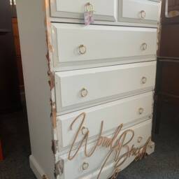 Painted Pine Chest Of Drawers Pale Blue With Gold Leaf - thumbnail 2