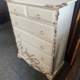 Painted Pine Chest Of Drawers Pale Blue With Gold Leaf - thumbnail 3