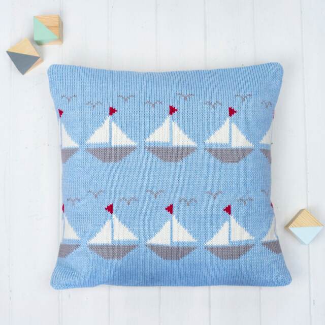Boats Knitted Cushion For Children - image 1