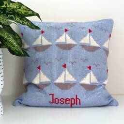 Boats Knitted Cushion For Children - thumbnail 3