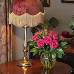 Burgundy Red Paisley Dome Lampshade With Gold Fringe Handmade in The UK For Table & Floor Standard Lamp Shades, Ceiling Lights - thumbnail 2