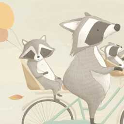 Whimsical Raccoon Family Art Print, Autumn Nursery Decor - thumbnail 4
