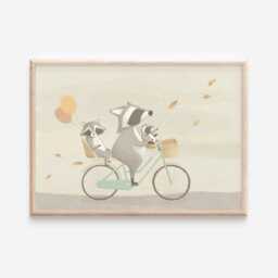 Whimsical Raccoon Family Art Print, Autumn Nursery Decor - thumbnail 3