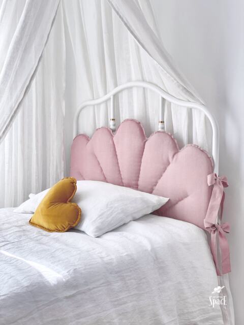 Pink Linen Headboard Cushion With Ties, Blush Padded Pillow, Ikea Sagstua Bed Frame Headboard, Powder Pink Soft Dusty Rose