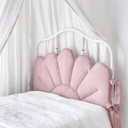 Pink Linen Headboard Cushion With Ties, Blush Padded Pillow, Ikea Sagstua Bed Frame Headboard, Powder Pink Soft Dusty Rose - thumbnail 3