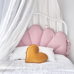 Pink Linen Headboard Cushion With Ties, Blush Padded Pillow, Ikea Sagstua Bed Frame Headboard, Powder Pink Soft Dusty Rose - thumbnail 2