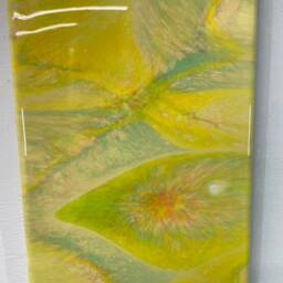 Lime Green Abstract Resin Wall Clock, Modern Unusual Clocks, Luxury Unique Long Narrow Vertical - thumbnail 2