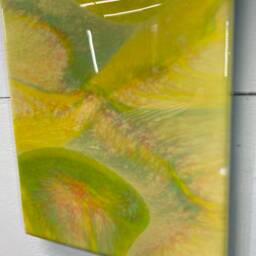 Lime Green Abstract Resin Wall Clock, Modern Unusual Clocks, Luxury Unique Long Narrow Vertical - thumbnail 4