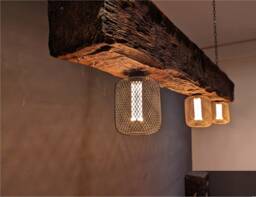 Farmhouse Faux Wood Beam Light Fixture Rustic Hanging Lamp With 3 Led Bulbs