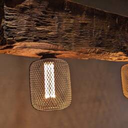 Farmhouse Faux Wood Beam Light Fixture Rustic Hanging Lamp With 3 Led Bulbs - thumbnail 4