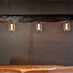 Farmhouse Faux Wood Beam Light Fixture Rustic Hanging Lamp With 3 Led Bulbs - thumbnail 3