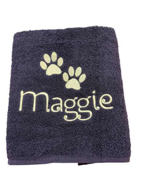 Personalised Two Paw Print Towel Custom Embroidered Pet Gift - image 1