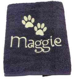 Personalised Two Paw Print Towel Custom Embroidered Pet Gift - thumbnail 2