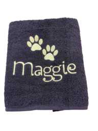 Personalised Two Paw Print Towel Custom Embroidered Pet Gift - thumbnail 1