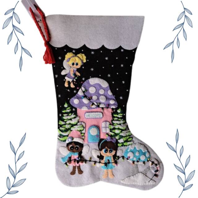 Decorating Fairy Corner Felt Christmas Stocking - Personalized - image 1