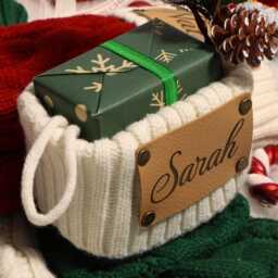 2025 Engraved Leather Patch Stockings With Name - Personalized Knit Christmas Stocking Family Set Holiday Decor Gift - thumbnail 2