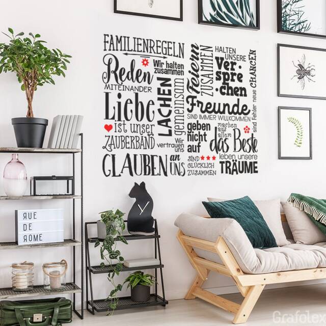 Wall Sticker Family Rules Saying Home Love Living Room Wall Decal Mural Decoration Ws17Q2 - image 1