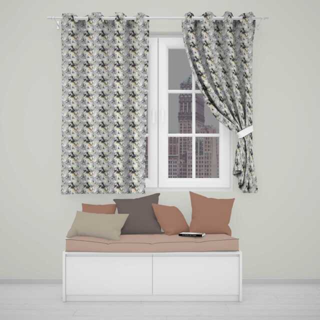 Neutral Beige Black Fluid Marble Abstract Swirl Seamless Pattern Readymade Eyelet Ring Top Thermal 100% Blackout Curtains - image 1