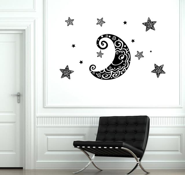 Wall Decal Moon Stars Space Ornament Tribal Mural Vinyl Nursery 1888Dz - image 1