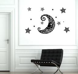 Wall Decal Moon Stars Space Ornament Tribal Mural Vinyl Nursery 1888Dz - thumbnail 1