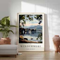 Windermere Lake District Print Cumbria Travel Poster, UK Wall Art - thumbnail 2
