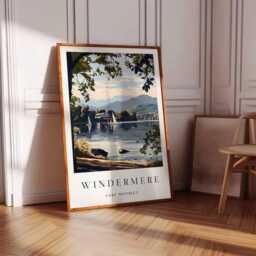 Windermere Lake District Print Cumbria Travel Poster, UK Wall Art - thumbnail 3