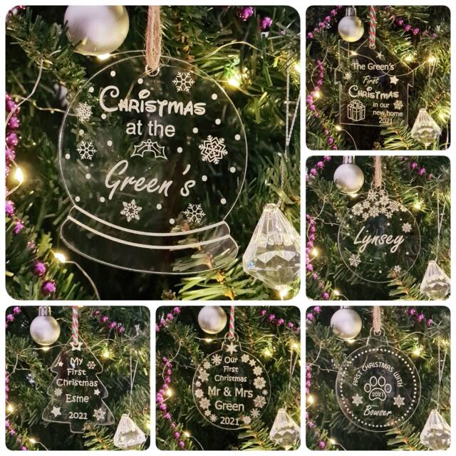 Personalised 2025 Christmas Tree Bauble Decoration Ornament ~ Acrylic Xmas Gift - image 1