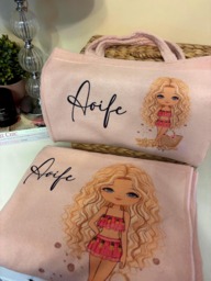 Personalized Beach Towel, Holiday Bag & Towel Gift Set, Custom Character Design - thumbnail 1
