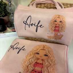 Personalized Beach Towel, Holiday Bag & Towel Gift Set, Custom Character Design - thumbnail 2