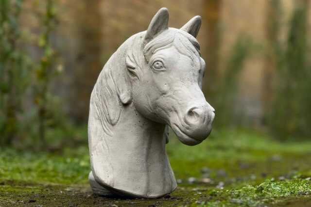 Outdoor Wall Horse Head Figurine Concrete Garden Sculpture Fantasy Animal Decoration Mythical Creature Ornament Art - image 1