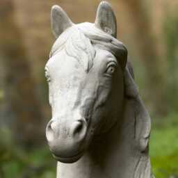Outdoor Wall Horse Head Figurine Concrete Garden Sculpture Fantasy Animal Decoration Mythical Creature Ornament Art - thumbnail 2