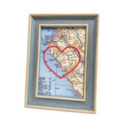 Big Sur Heart Map - Custom Gift Anniversary For Him Framed Wedding Vintage Print Of W Hand-Embroidered - thumbnail 1