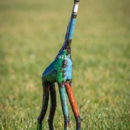 Recycled Metal Coloured Giraffe. Garden Outdoor Sculptures. Statue - thumbnail 2