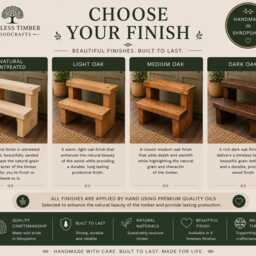 Indoor Double Step Stool - Solid Wooden Kitchen Bed Handmade UK - thumbnail 3