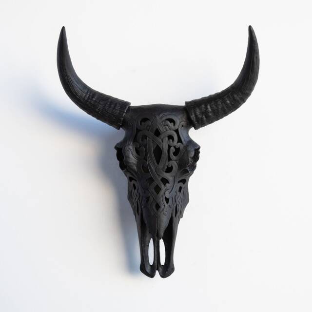 Faux Taxidermy Decorative Carved Bison Skull - Wall Decor Black Cbi1717 - image 1