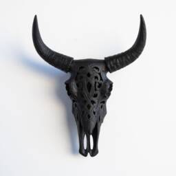 Faux Taxidermy Decorative Carved Bison Skull - Wall Decor Black Cbi1717 - thumbnail 1