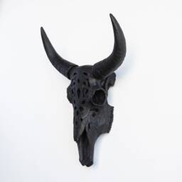 Faux Taxidermy Decorative Carved Bison Skull - Wall Decor Black Cbi1717 - thumbnail 2