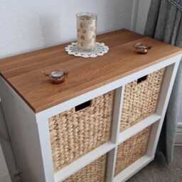 Oak Top Cover - 2 Cube Long Kallax Solidwood 76.5cm X 39cm Oiled - thumbnail 2
