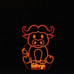 Personalised Buffalo Night Light Animal Led Light, Kids Room Decor - thumbnail 4