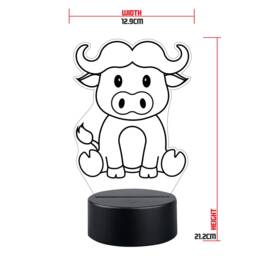 Personalised Buffalo Night Light Animal Led Light, Kids Room Decor - thumbnail 2