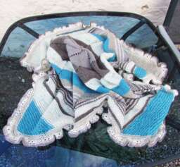 Baby Blanket, Hand Knitted, Aran Yarn, Multicoloured, 40 - thumbnail 1