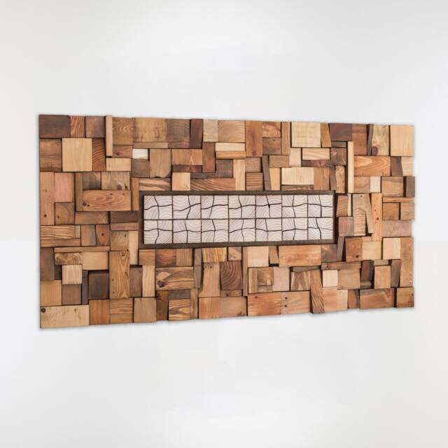 Horizontal Wood Wall Sculpture, Large Textured Art, Sustainable Quiet Luxury Decor - image 1