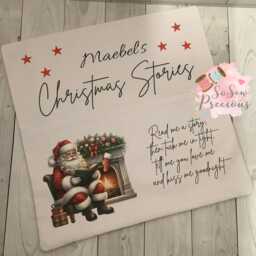 Christmas Reading Cushion Personalised Book Pillow Festive With Pocket Kids Gift Eve Box Custom Holiday - thumbnail 4