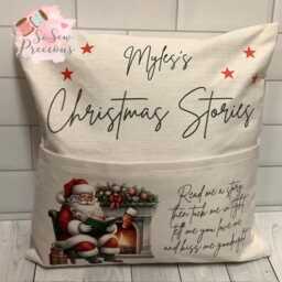 Christmas Reading Cushion Personalised Book Pillow Festive With Pocket Kids Gift Eve Box Custom Holiday - thumbnail 2