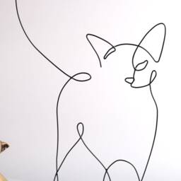 Handmade Cat Wire Sculpture Abstract Metal Art, Shelf Decor - thumbnail 3