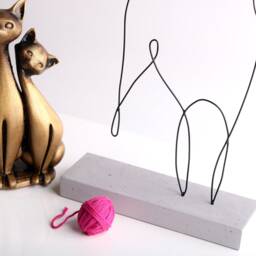 Handmade Cat Wire Sculpture Abstract Metal Art, Shelf Decor - thumbnail 4