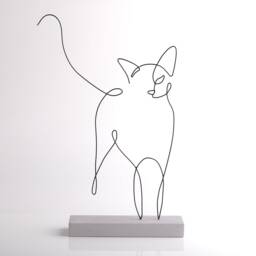 Handmade Cat Wire Sculpture Abstract Metal Art, Shelf Decor - thumbnail 2